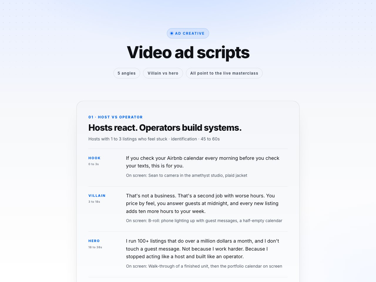 Ad creative scripts preview
